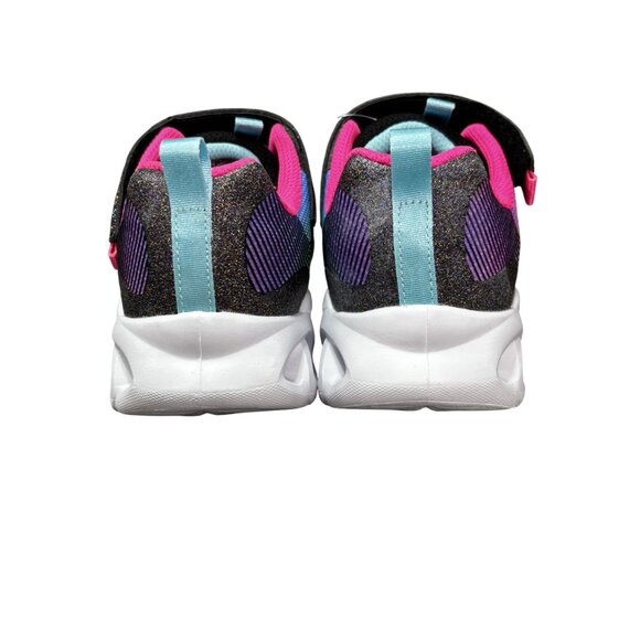 Skechers S Lights Girls Sneakers Size 2 Light-Up Sole Glitter Pink/Turquoise - Picture 4 of 8